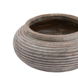 siena brown round ribbed planter