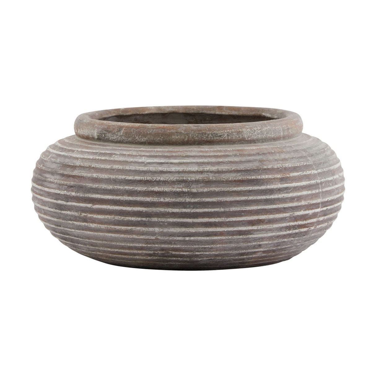 siena brown round ribbed planter