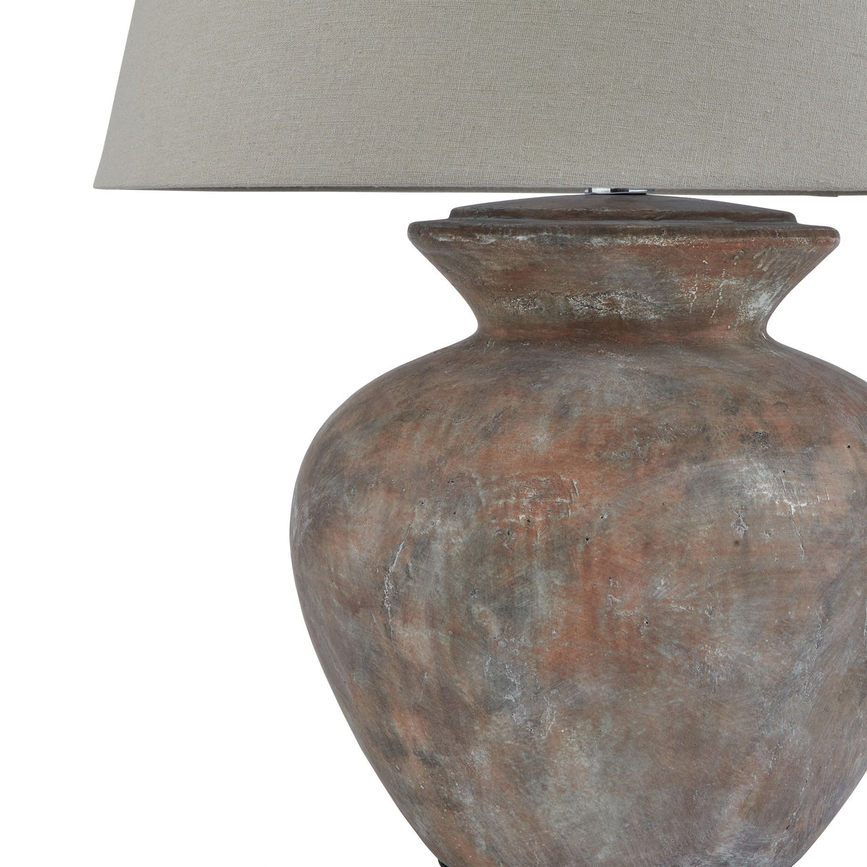 Céline Brown  Round Table Lamp With Linen Shade