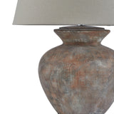 Céline Brown  Round Table Lamp With Linen Shade