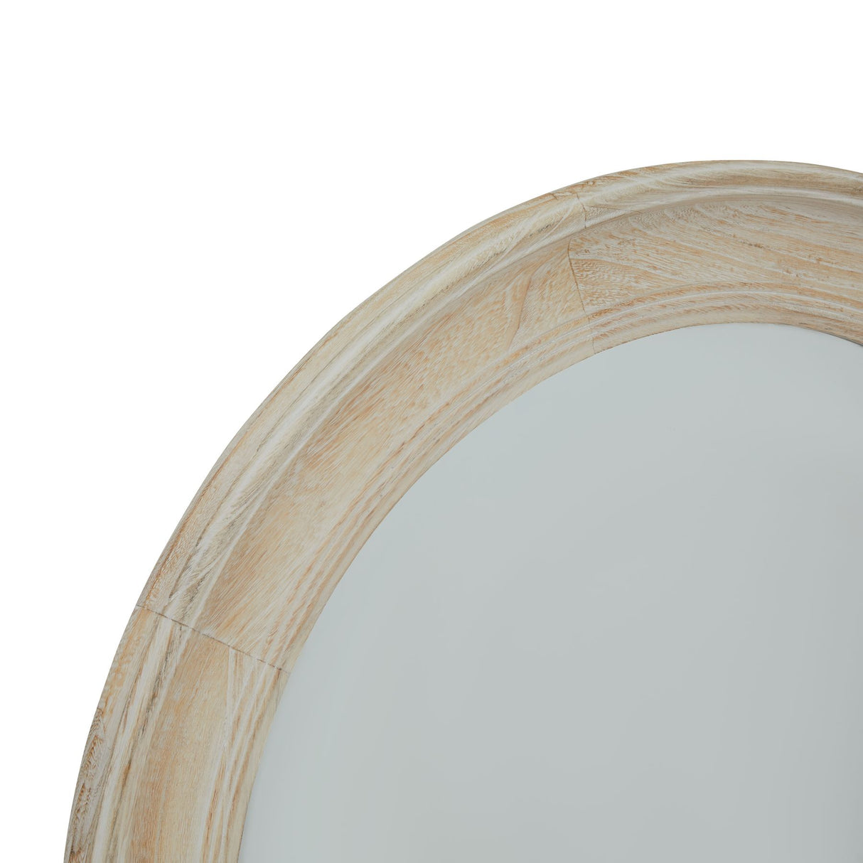 washed wood round framed mirror