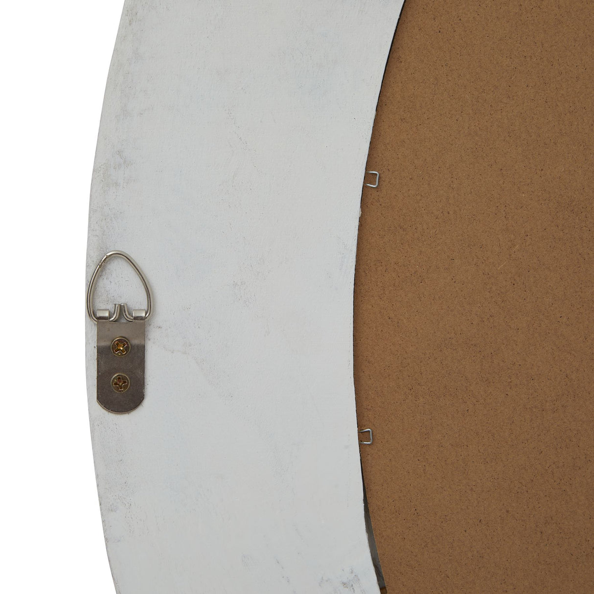 washed wood round framed mirror