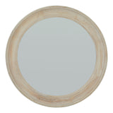 washed wood round framed mirror