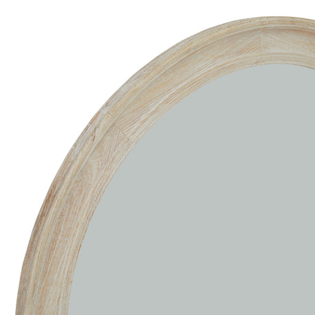 washed wood round framed large mirror