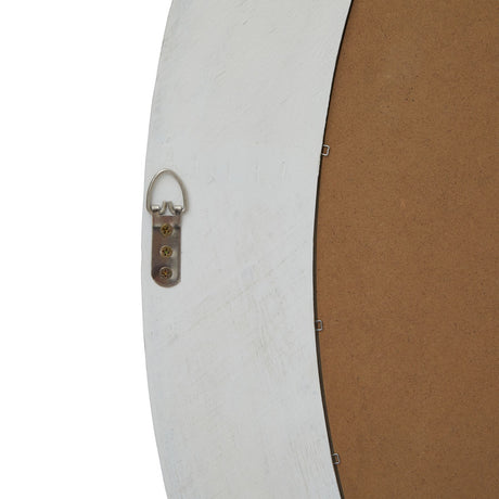 washed wood round framed large mirror