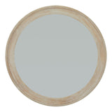 washed wood round framed large mirror