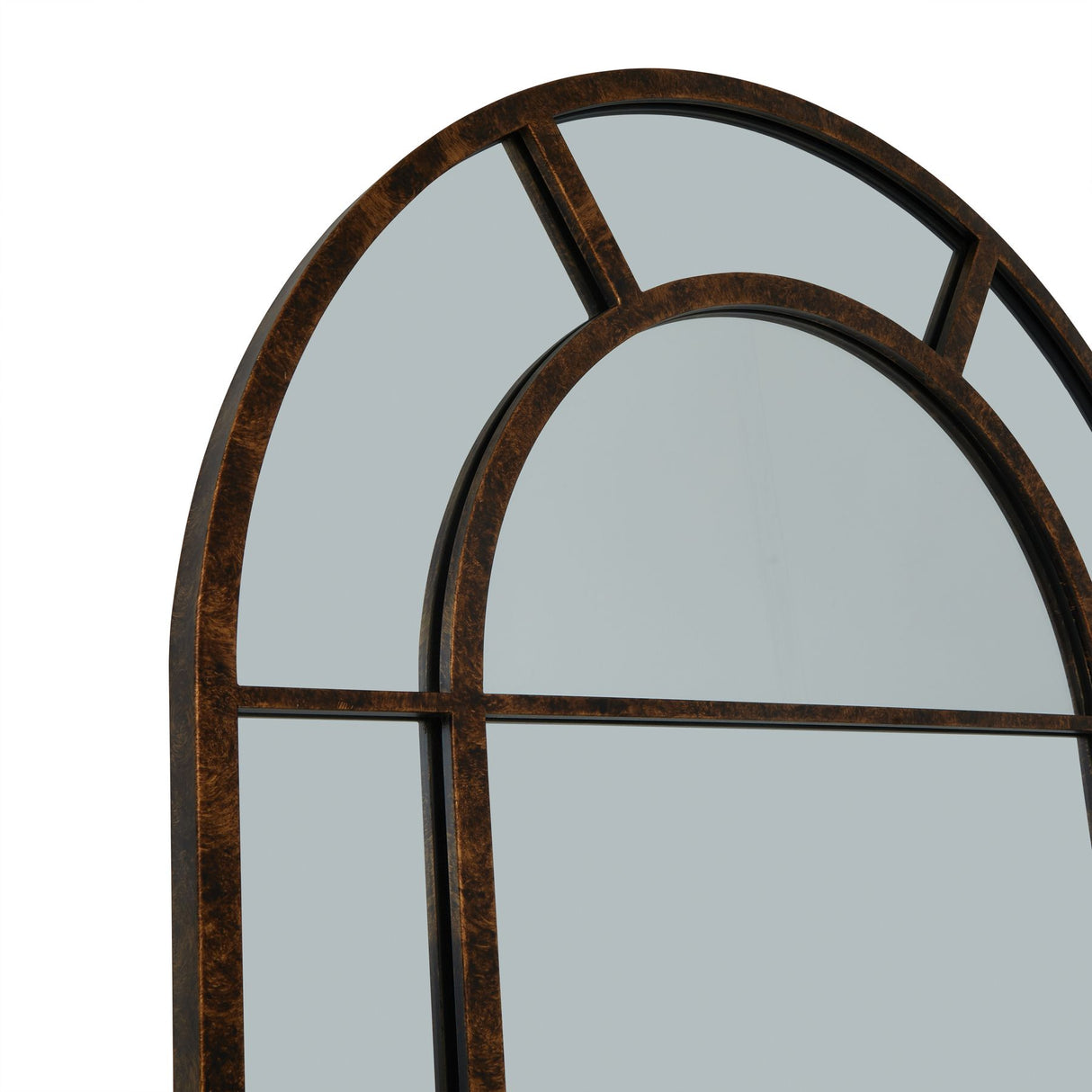 rust effect large arched window mirror
