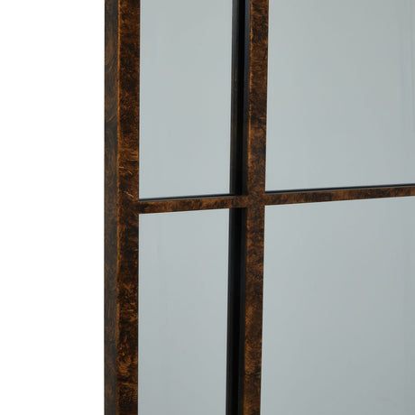 rust effect large arched window mirror