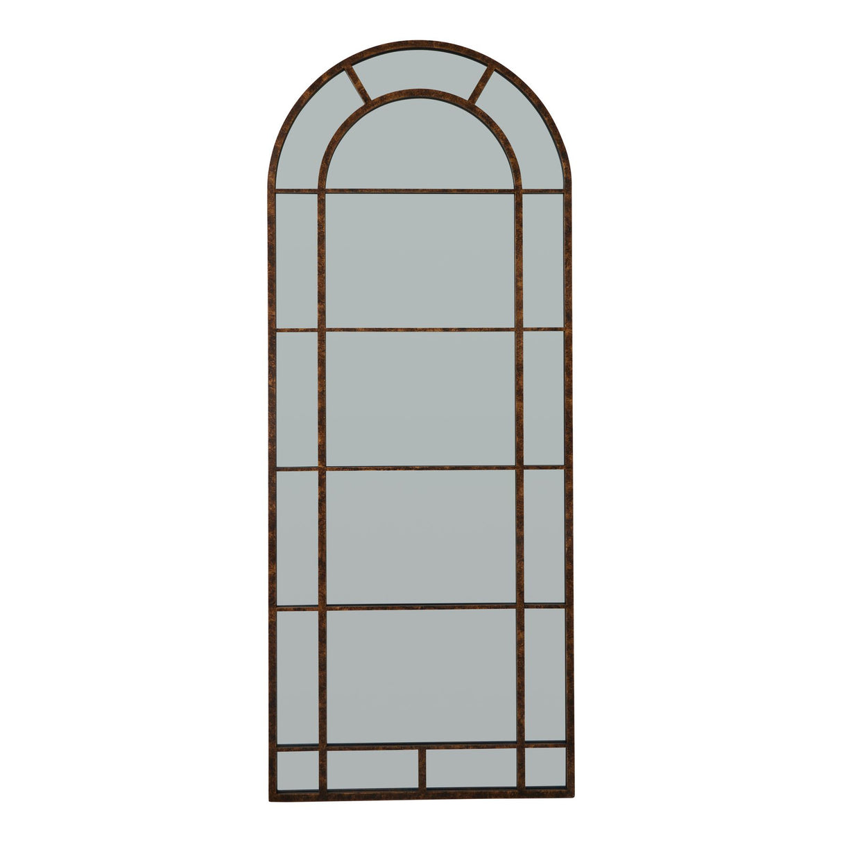 rust effect large arched window mirror