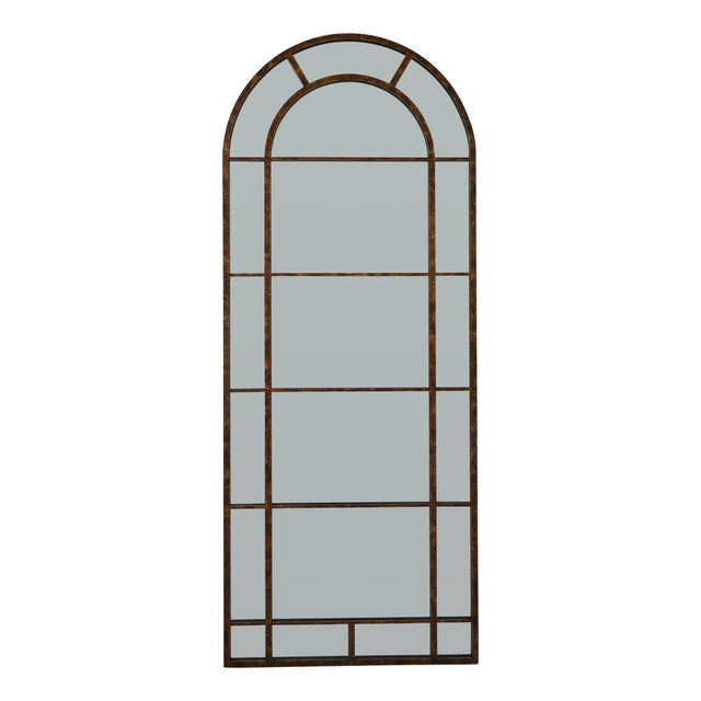rust effect large arched window mirror