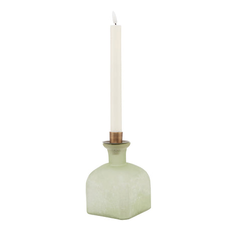 smoked sage and aged brass candle holder vase