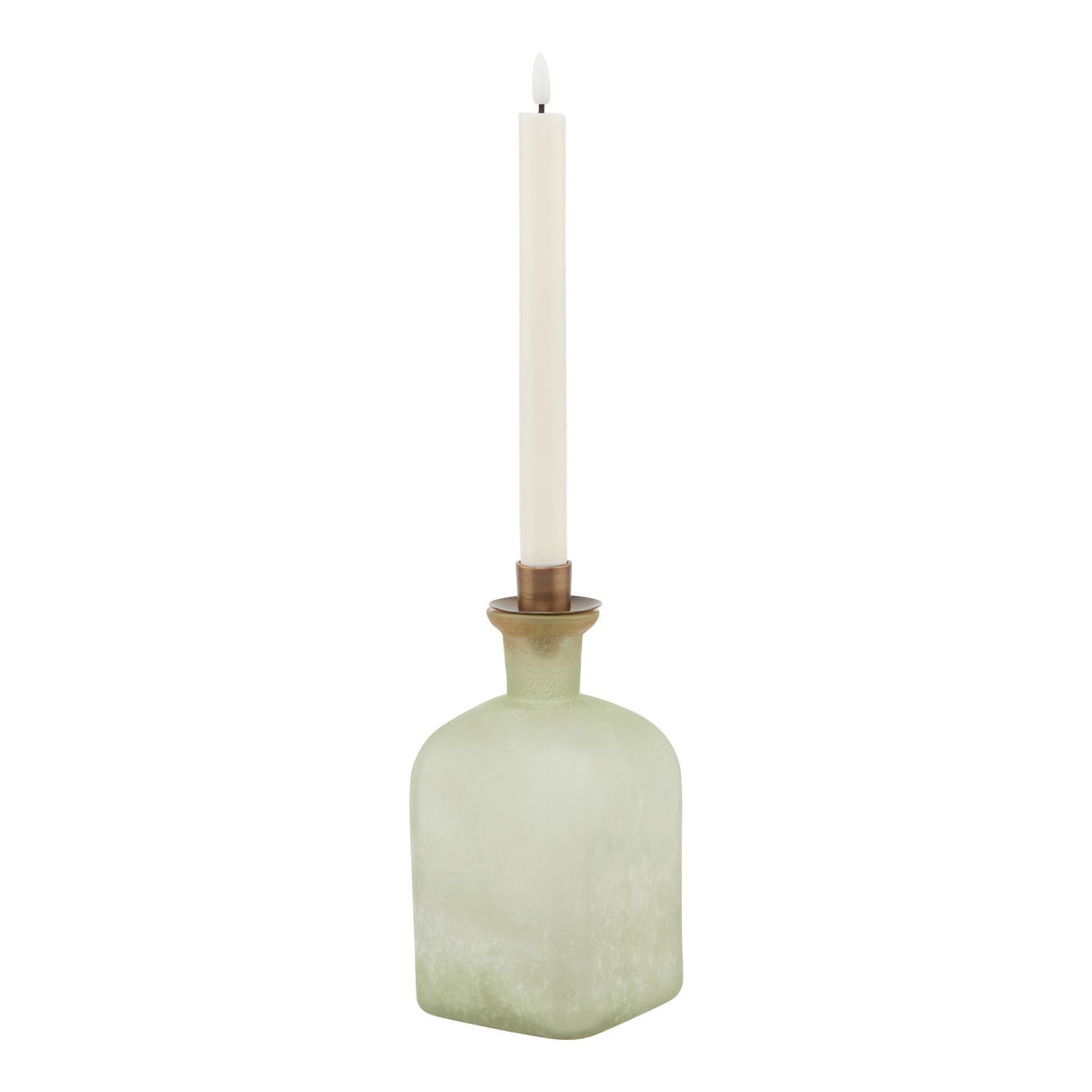 smoked sage and aged brass large candle holder vase