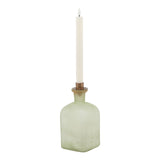 smoked sage and aged brass large candle holder vase