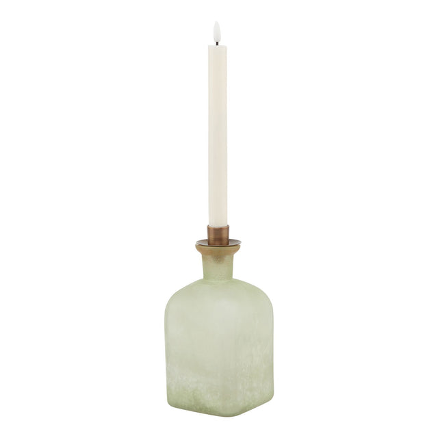 smoked sage and aged brass large candle holder vase