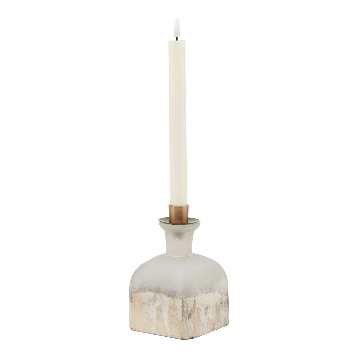 burnished dipped and aged brass candle holder vase