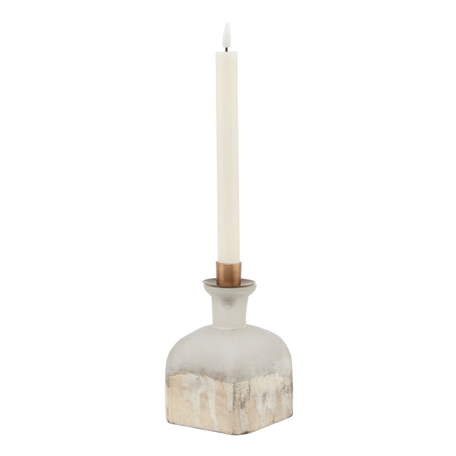 burnished dipped and aged brass candle holder vase