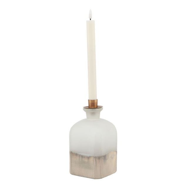 burnished dipped and aged brass large candle holder vase