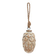 antique white wash small pine cone bauble