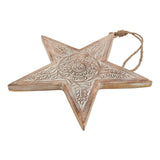 Sabine Natural Wooden Large Patterned Hanging Star
