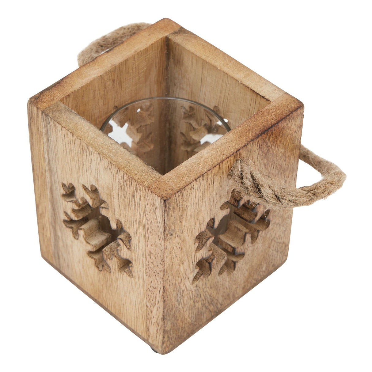 Manon Natural Wooden Small Snowflake Tealight Candle Holder