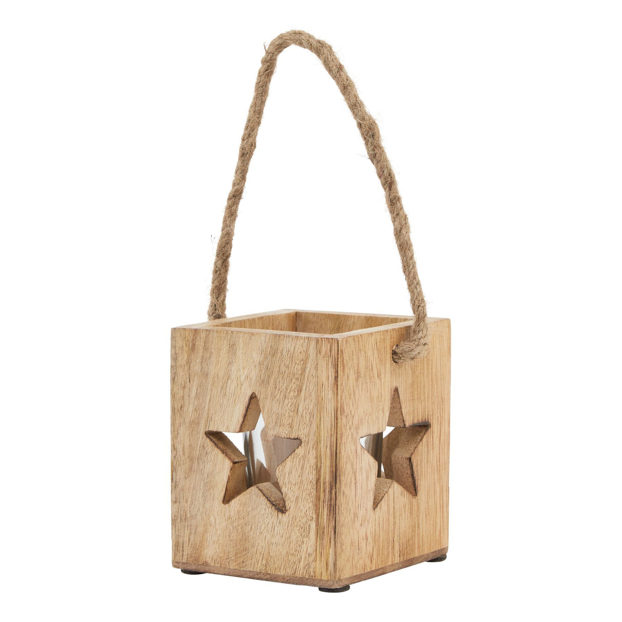 natural wooden small star tealight candle holder