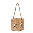 natural wooden large star tealight candle holder