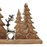 Lena Wood And Metal Tree And Reindeer Decoration