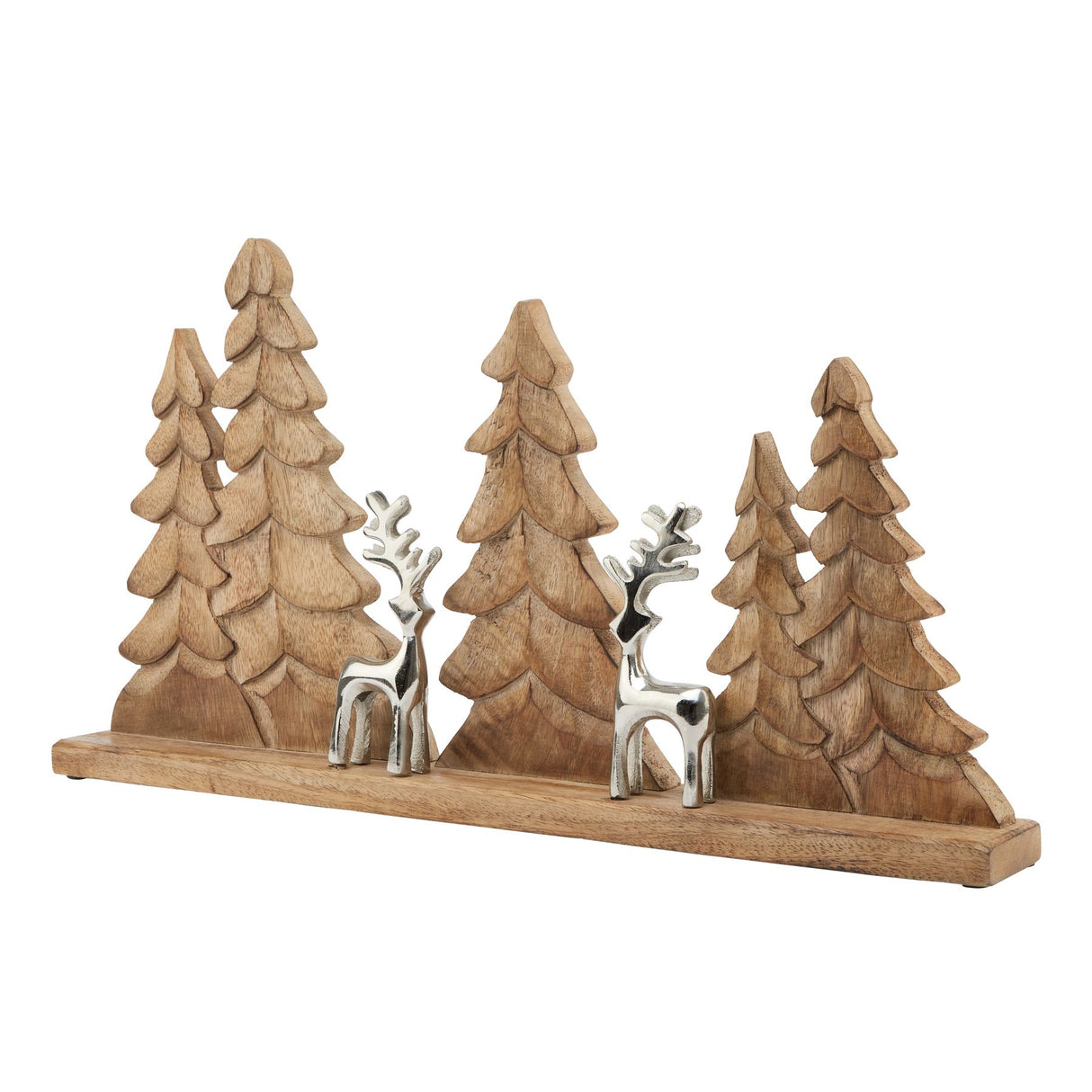 Lena Wood And Metal Tree And Reindeer Decoration