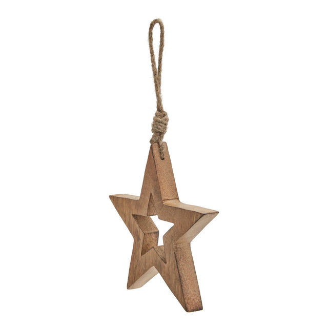 natural wooden hanging star
