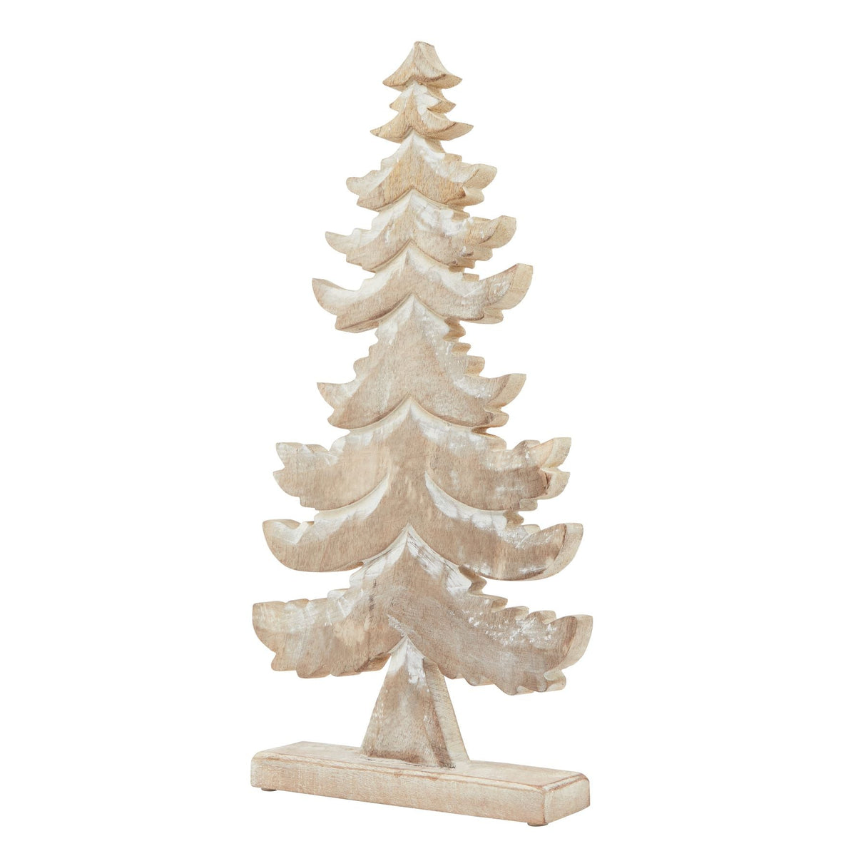 Yvonne Wooden Large Tiered Tree Decoration (White Wash)