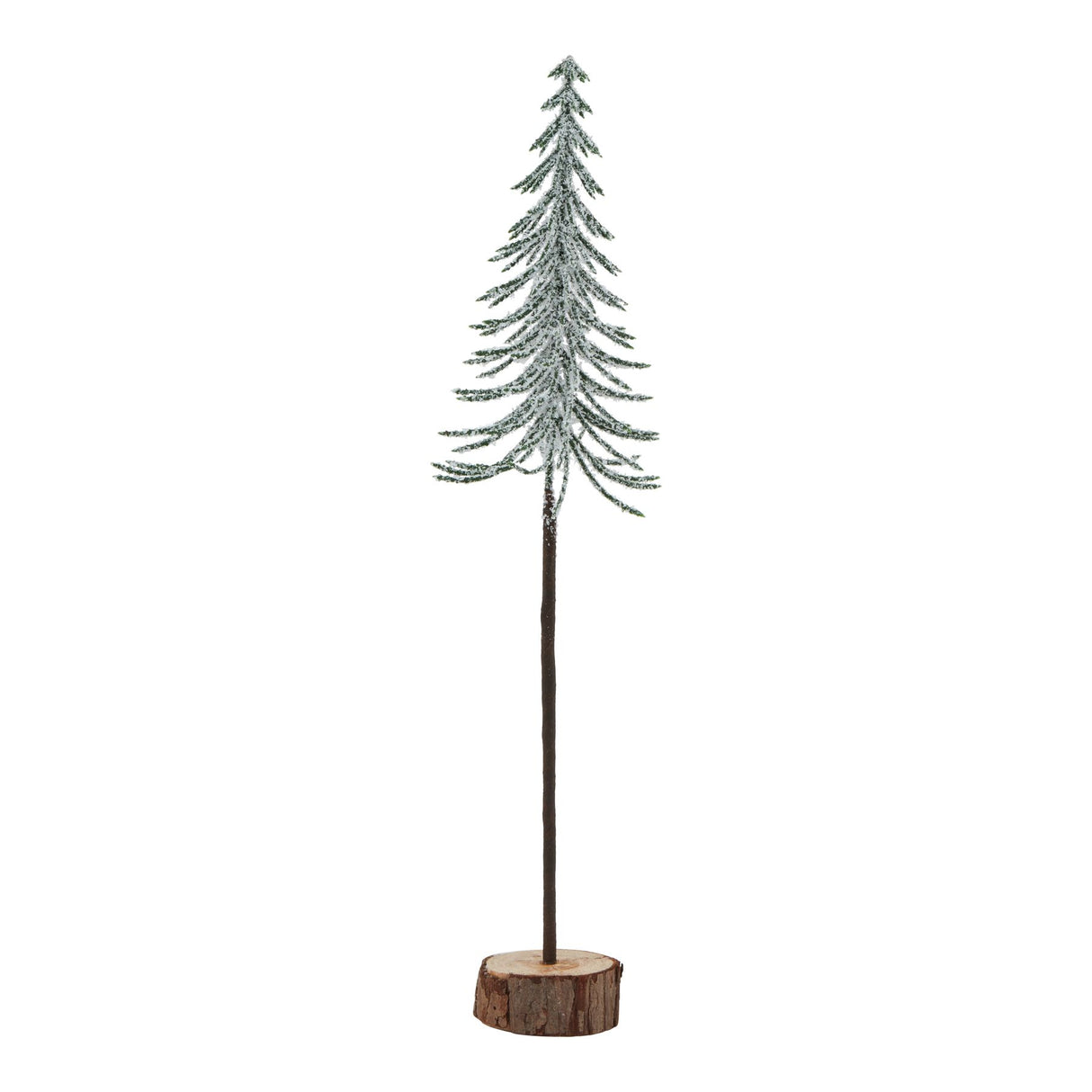 large snowy spindle tree in wood log