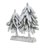 Elvire Snowy Fir Tree Duo On Wood Log (Small)