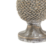 large stone effect pinecone ornament with gold accents