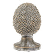 large stone effect pinecone ornament with gold accents