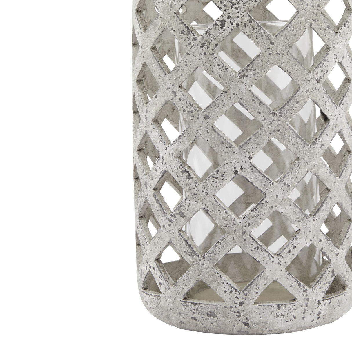 large grey stone effect hurricane lantern