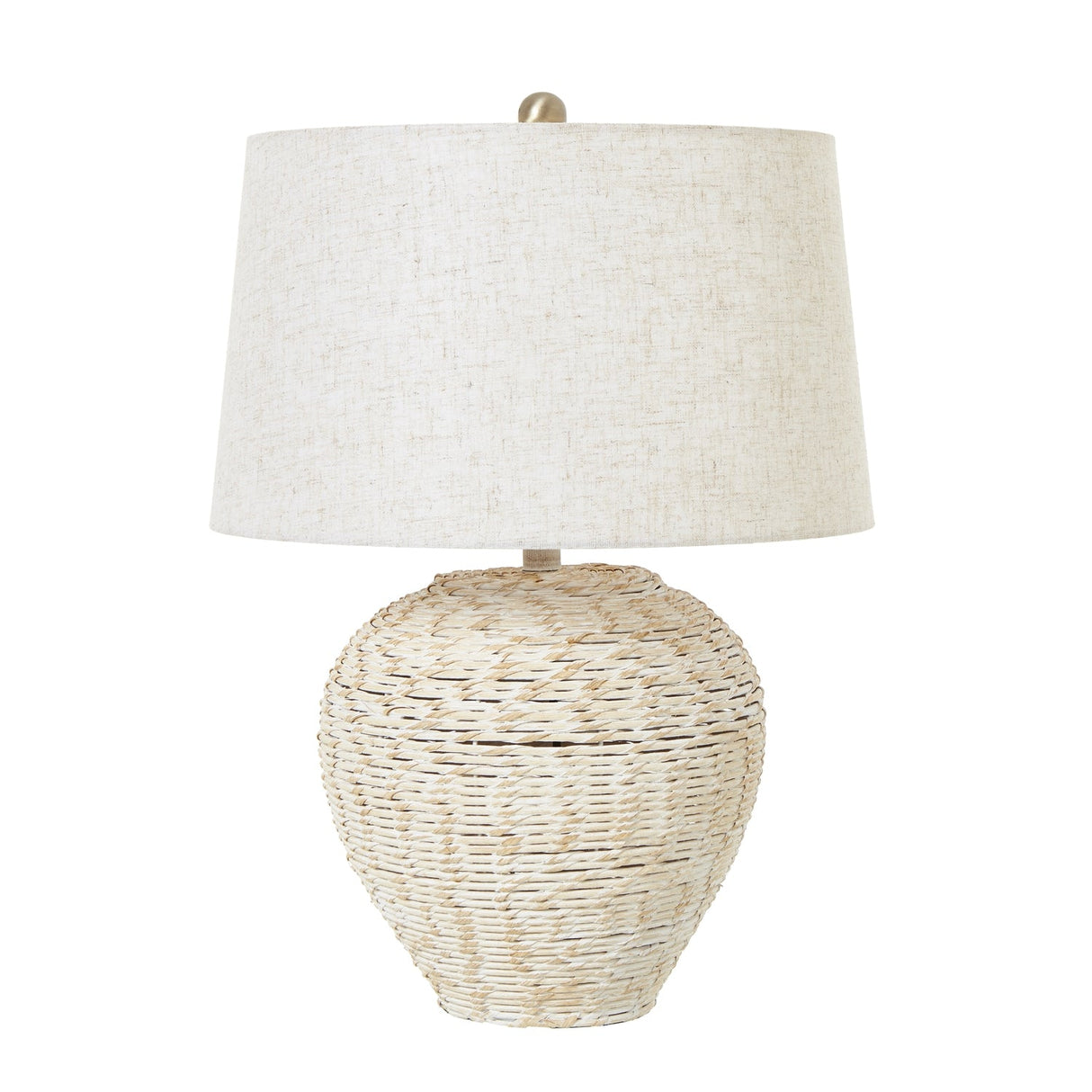 Yvonne Wicker Table Lamp With Linen Shade (White Wash)