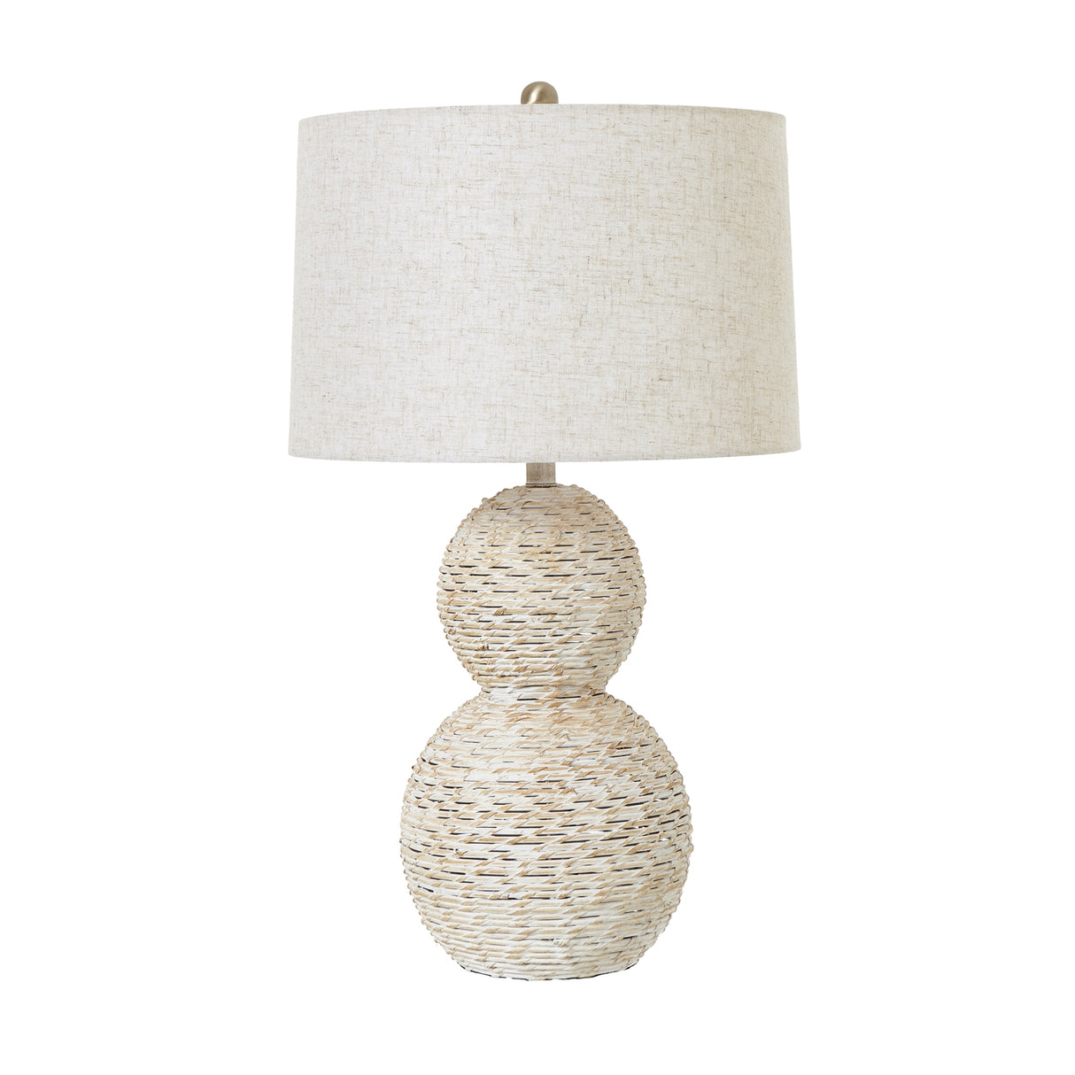 white wash wicker globe table lamp with linen shade