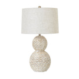 white wash wicker globe table lamp with linen shade
