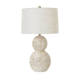 Yvonne Wicker Globe Table Lamp With Linen Shade (White Wash)