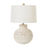 white wash bulbous wicker table lamp with linen shade