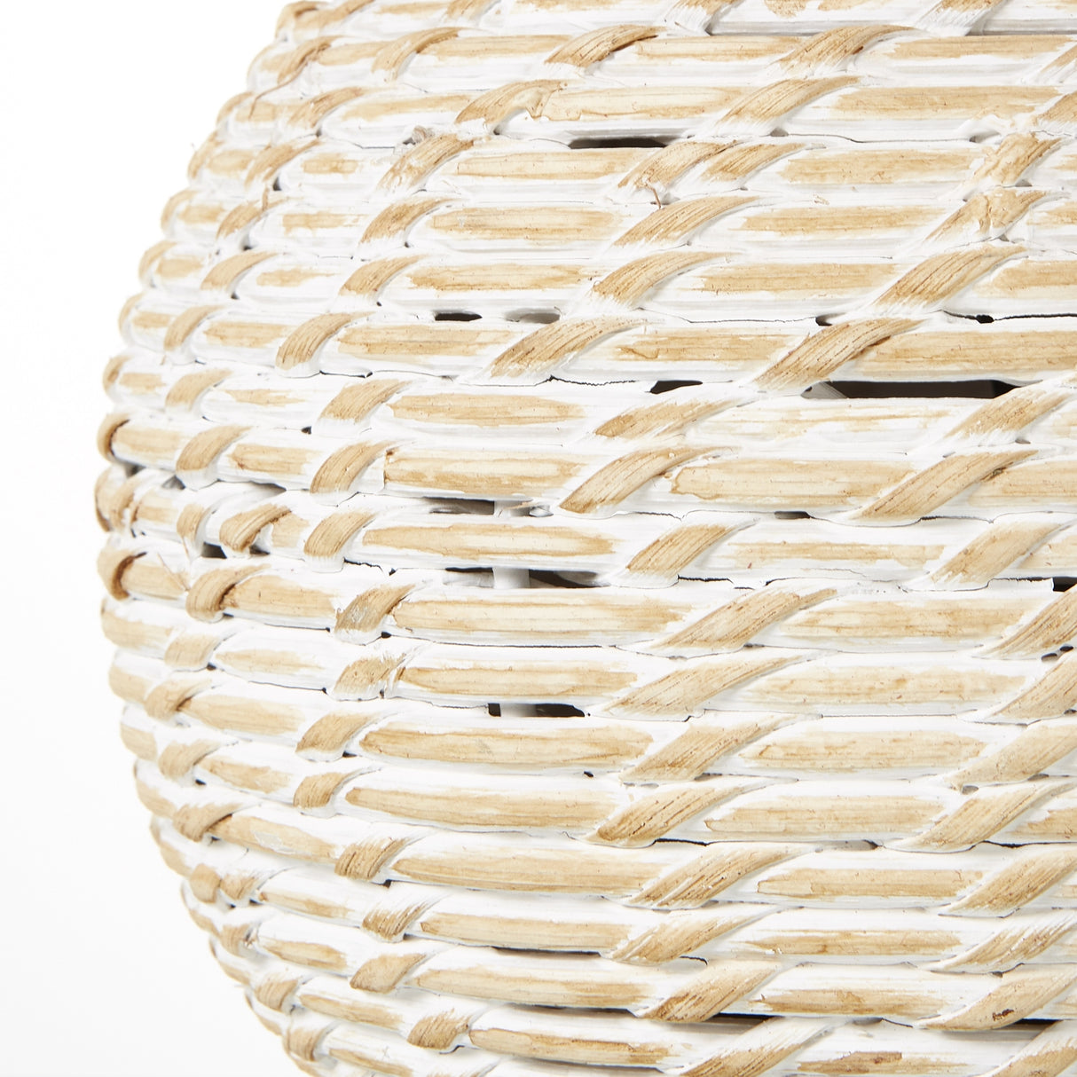 white wash small bulbous wicker table lamp with linen shade
