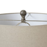 ochre carved textured table lamp with linen shade