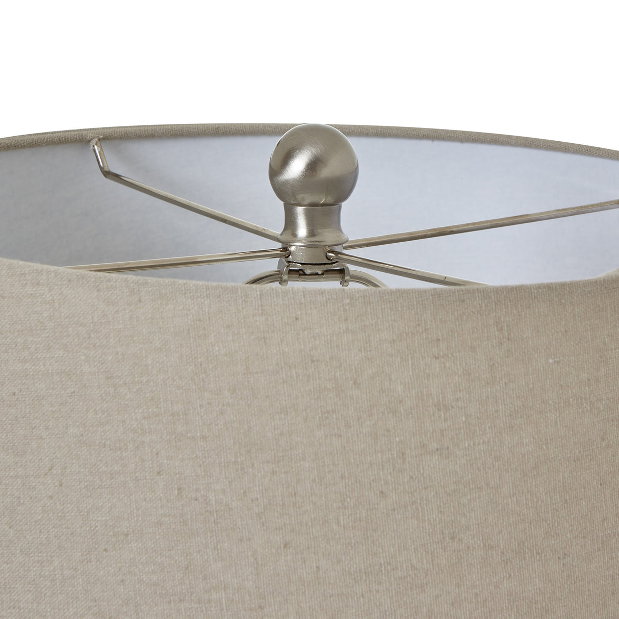 white ceramic pot lamp with linen shade
