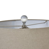 grey glass table lamp with linen shade