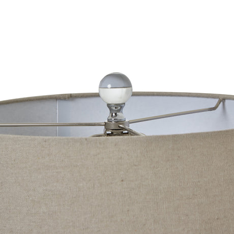 grey glass table lamp with linen shade