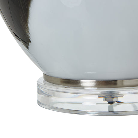 grey glass table lamp with linen shade