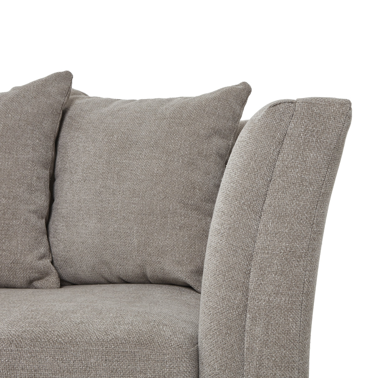 vesper taupe cushion back three seater sofa