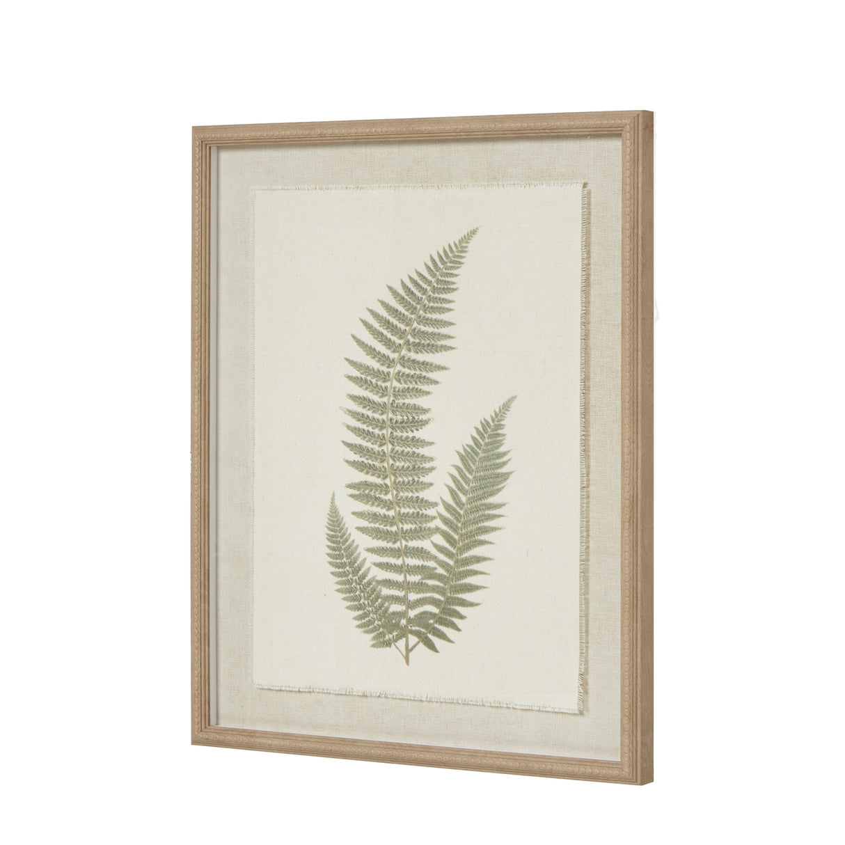 fern art on texture torn paper with beaded frame