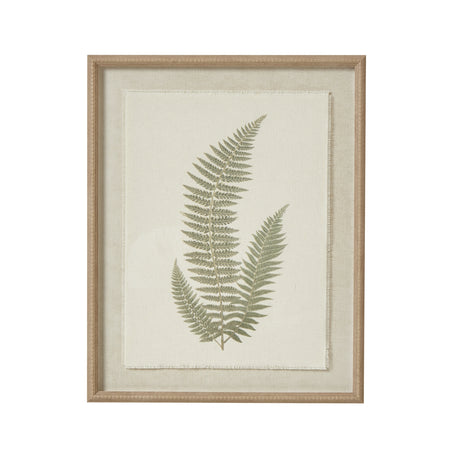 fern art on texture torn paper with beaded frame