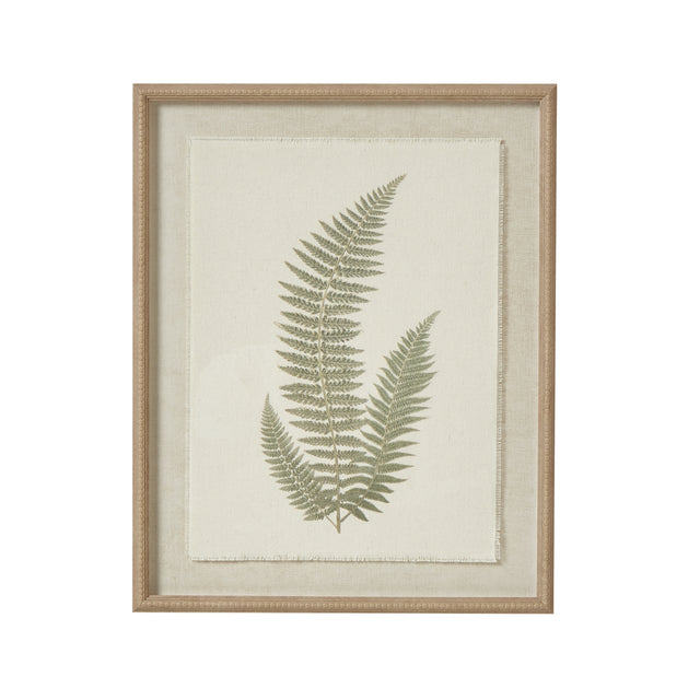 fern art on texture torn paper with beaded frame
